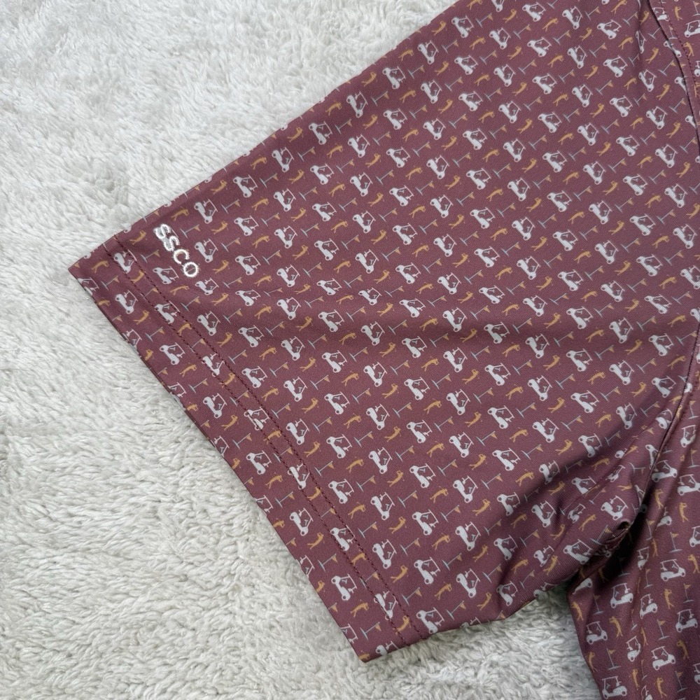 Southern Shirt Co Polo Mens Red Performance Stretch Golf Cart All Over AOP Shirt - Picture 3 of 8